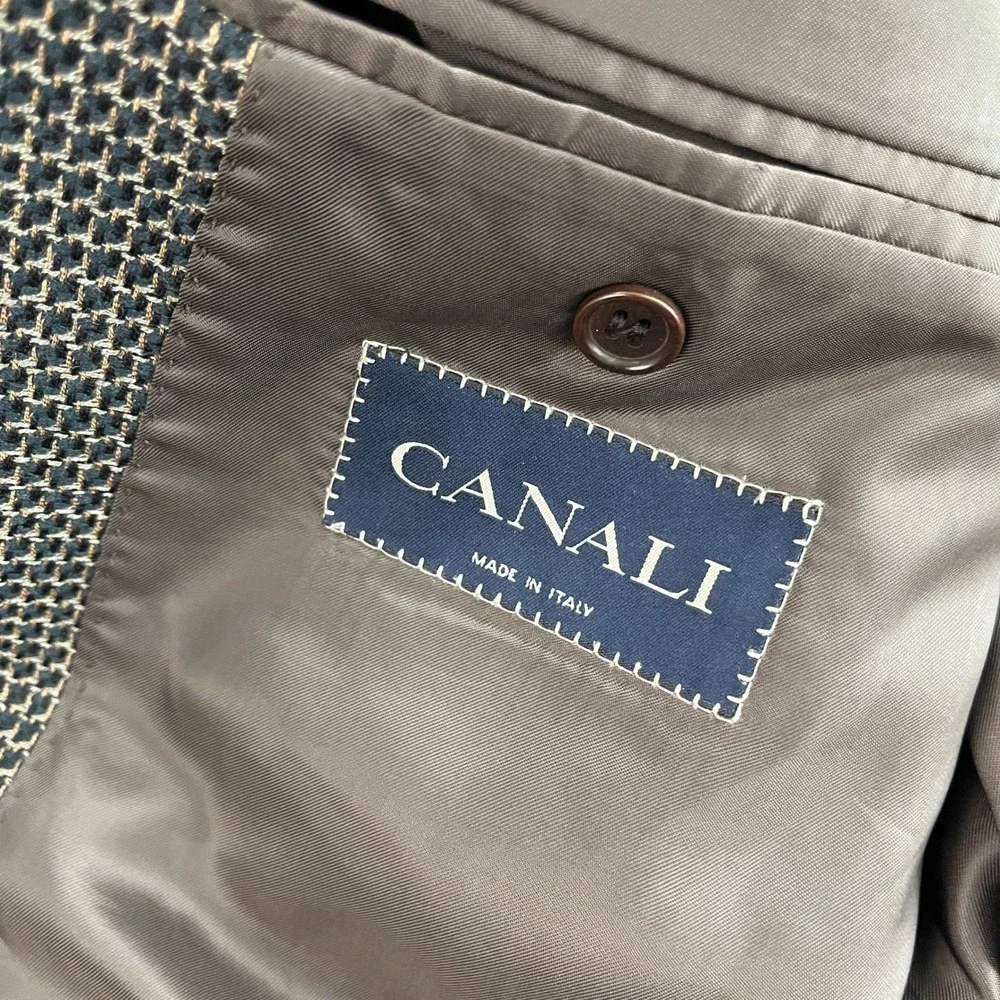 Canali Made In Italy Mens Blazer Brown Patterned Sport Coat Jacket 52R 100% Wool - Picture 8 of 11